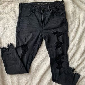 American Eagle distressed black skinny jeans